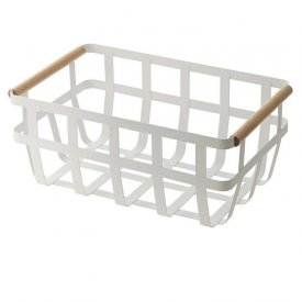 Storage basket in metal with double handles